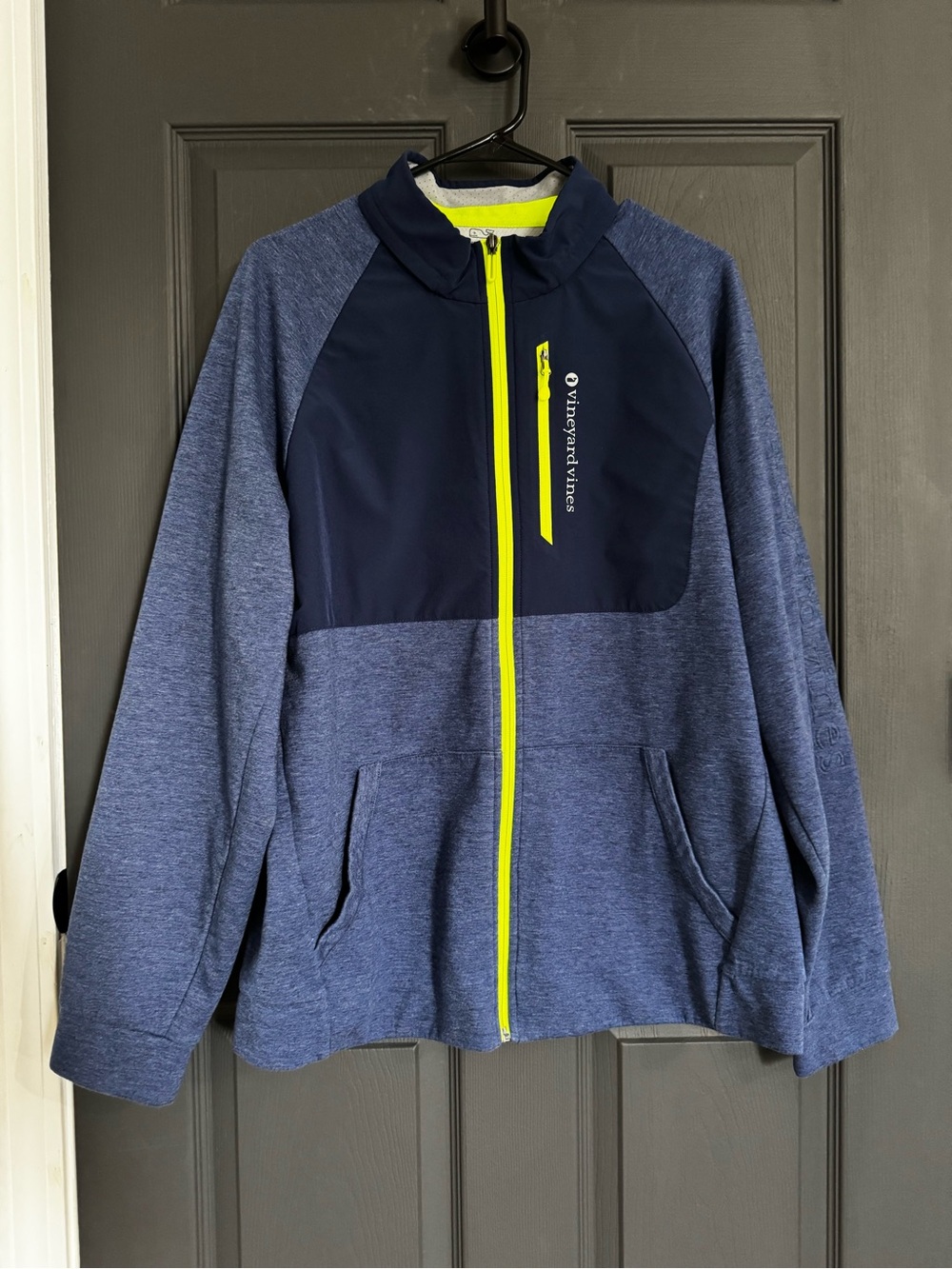 Vineyard Vines Full Zip Track Jacket Blue Neon Green Men's Large